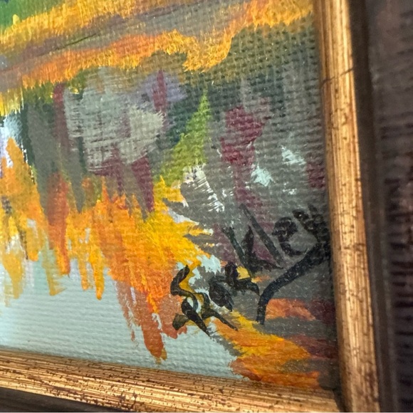 Oil painting landscape reflections autumn sunrise Willow Park golf course 2015 - Picture 7 of 14